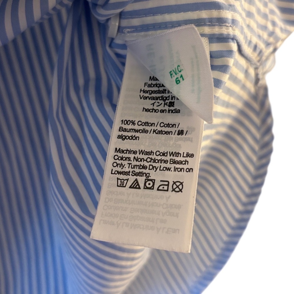 J.Crew Womens Blue White Striped Puff Sleeve Button Down Cotton Shirt Size 6 - Picture 6 of 6